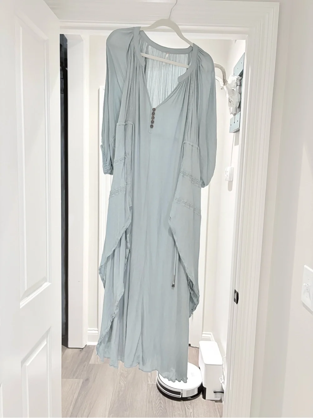 Free People Waterfall Mist Teal V-Neck Maxi Dress- Worn Once